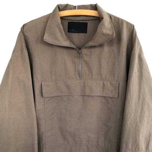 Oak + Fort Anorak Jacket Women’s XL Taupe Quarter Zip Large Front Pocket - Picture 2 of 10